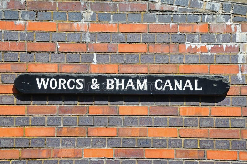 Signe de canal, bassin de rue de gaz, Birmingham image stock Signe de canal, bassin de rue de gaz, Birmingham image stock