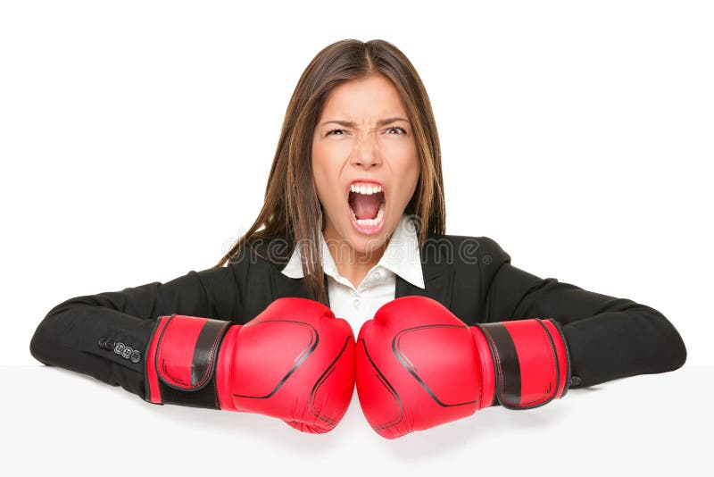 Signe de concept d'affaires - femme de boxe images libres de droits Signe de concept d'affaires - femme de boxe images libres de droits