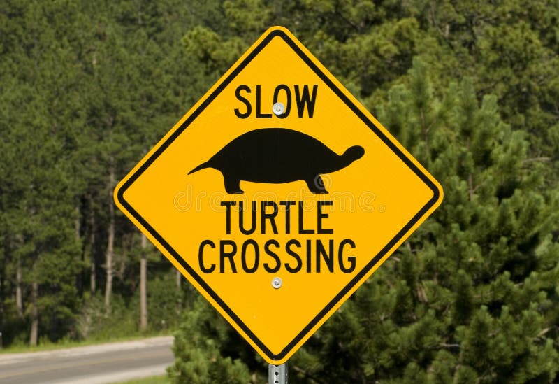 Signe de croisement de route de tortue photographie stock libre de droits Signe de croisement de route de tortue photographie stock libre de droits
