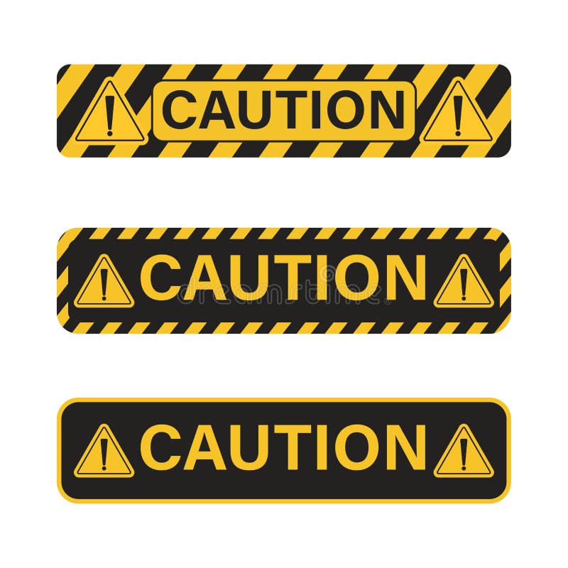 panneau d'avertissement avec ruban d'avertissement noir et jaune. vecteur  de jeu de signes d