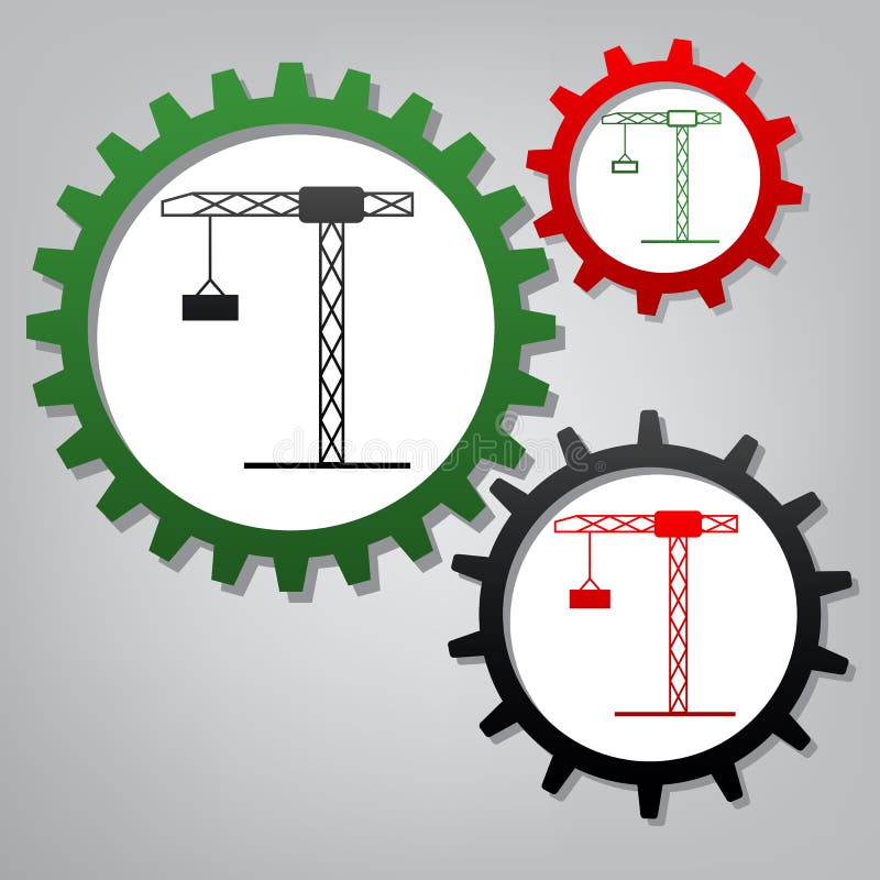 Signe de grue de construction Vecteur Trois vitesses reliées avec l'icône illustration de vecteur Signe de grue de construction Vecteur Trois vitesses reliées avec l'icône illustration de vecteur