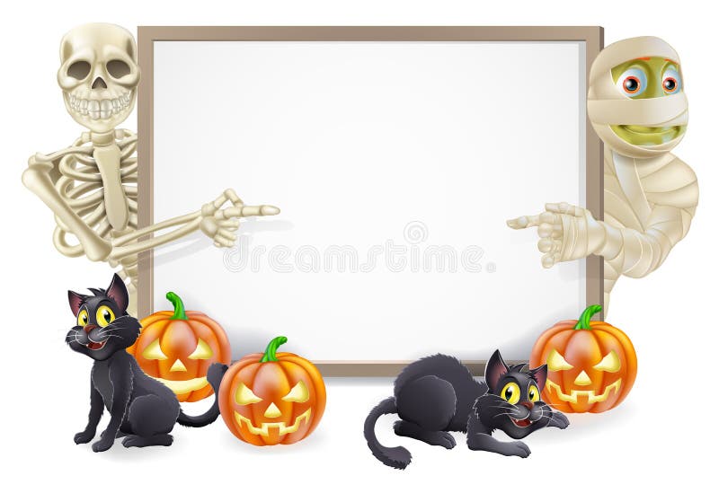 Signe de Halloween avec le squelette et la maman illustration de vecteur Signe de Halloween avec le squelette et la maman illustration de vecteur
