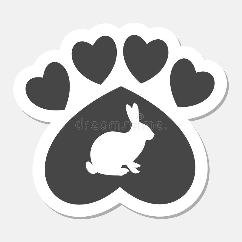 Signe de patte, coeur, autocollant de lapin - illustration illustration libre de droits Signe de patte, coeur, autocollant de lapin - illustration illustration libre de droits