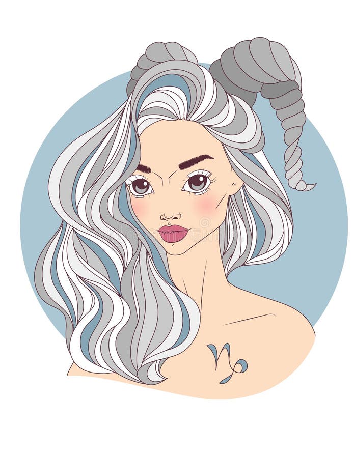 Signe de zodiaque de Capricorne en tant que belle fille illustration libre de droits Signe de zodiaque de Capricorne en tant que belle fille illustration libre de droits