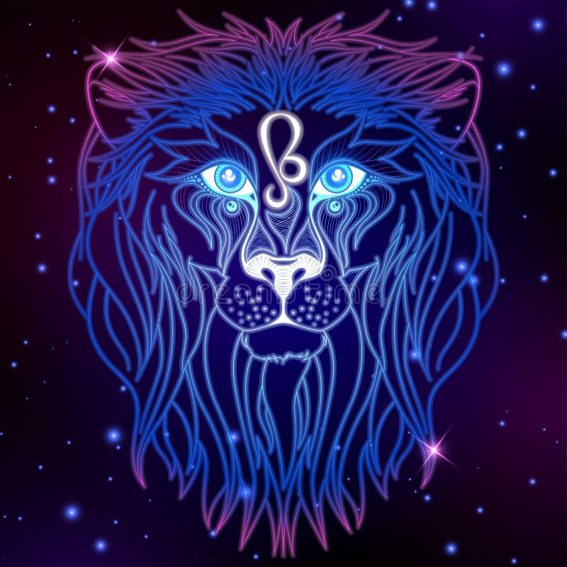 Signe De Zodiaque De Lion, Symbole D'horoscope, Illustration De Vecteur