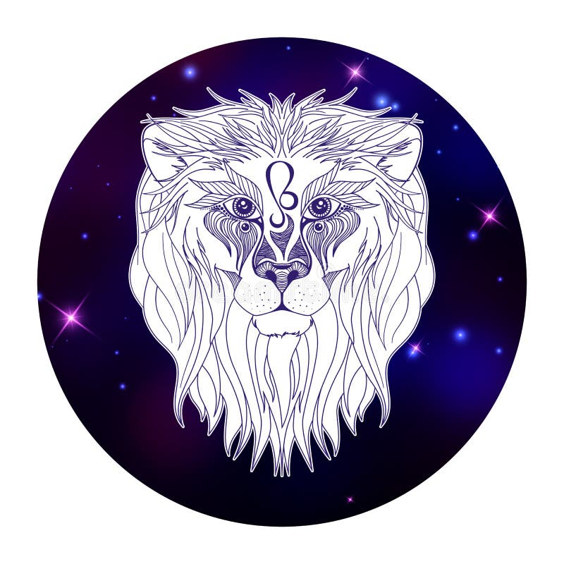 Signe De Zodiaque De Lion, Symbole D'horoscope, Illustration De Vecteur
