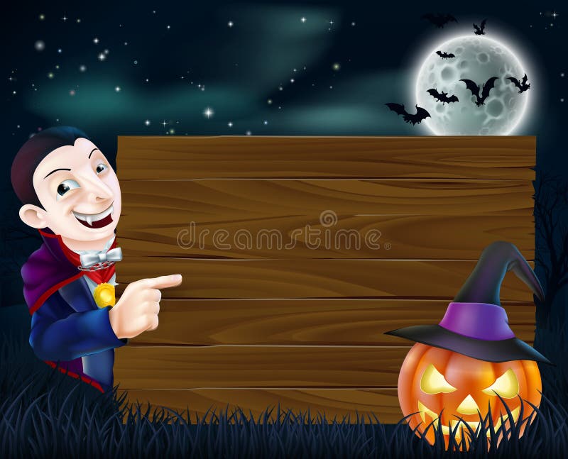 Signe en bois de Halloween Dracula illustration libre de droits Signe en bois de Halloween Dracula illustration libre de droits