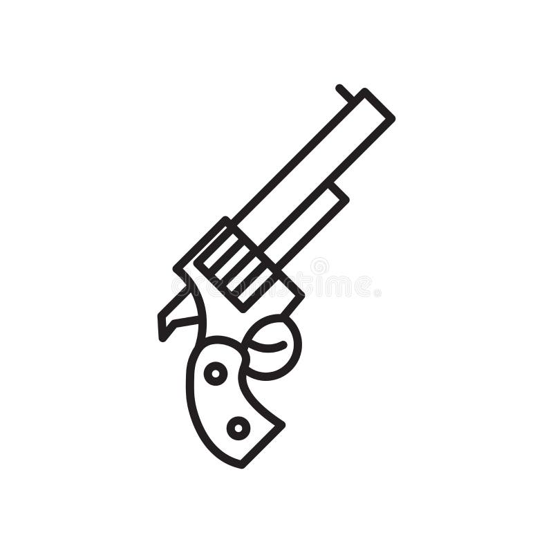 Signe et symbole de vecteur d'icône de revolver d'isolement sur le fond blanc, concept de logo de revolver illustration stock Signe et symbole de vecteur d'icône de revolver d'isolement sur le fond blanc, concept de logo de revolver illustration stock