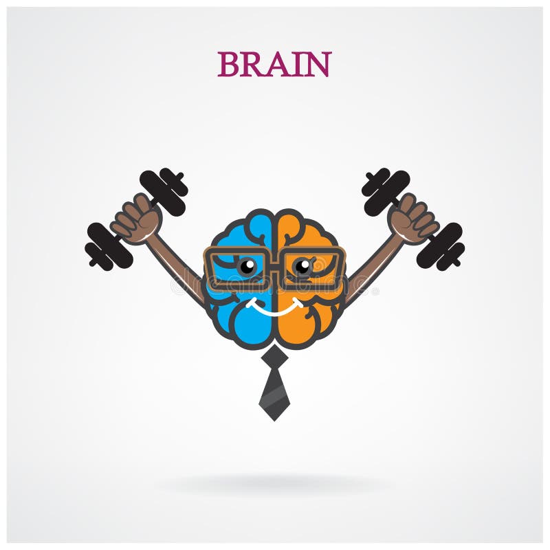 Signe gauche et droit créatif de cerveau avec le barbell sur le backgroun illustration stock Signe gauche et droit créatif de cerveau avec le barbell sur le backgroun illustration stock