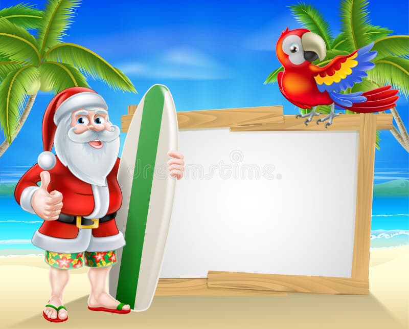 Signe tropical de plage de Santa illustration de vecteur Signe tropical de plage de Santa illustration de vecteur