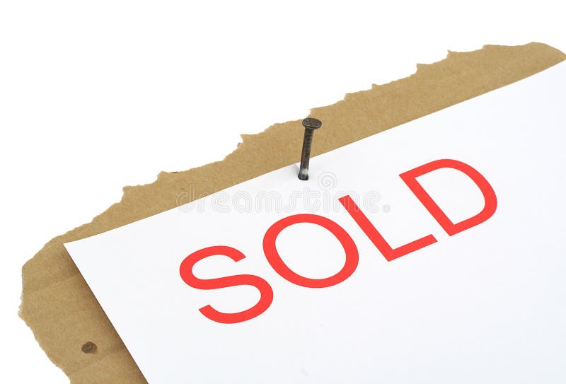 Sold property sign, background is pure white. Sold property sign, background is pure white