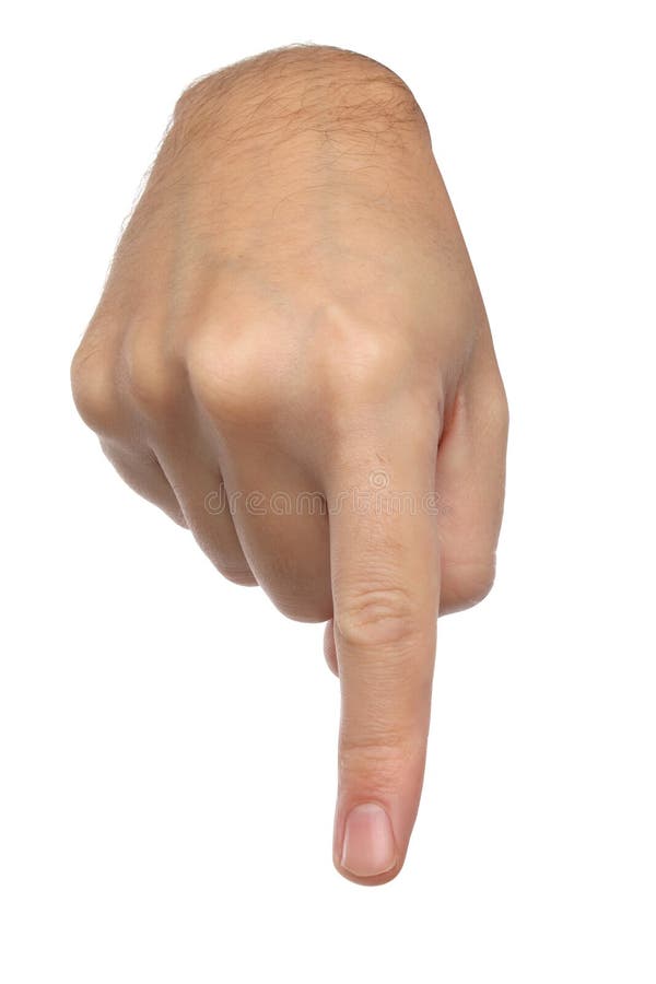Signes de main Indication par les doigts masculine vers le bas