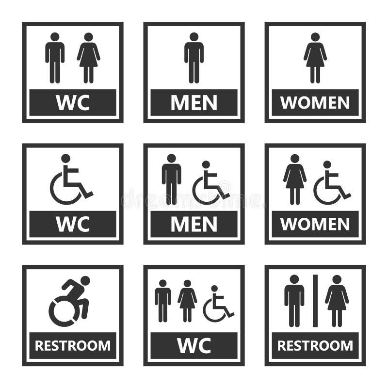 Signes de toilettes et icônes de toilette illustration stock Signes de toilettes et icônes de toilette illustration stock