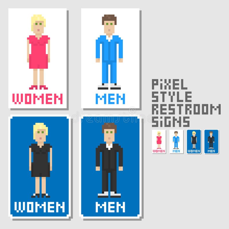 Signes de toilettes. Type d'art de Pixel illustration stock Signes de toilettes. Type d'art de Pixel illustration stock