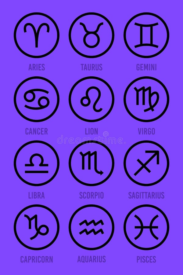 Zodiac signs. Astrological signs. Set vector icons. Vector Illustration. Zodiac signs. Astrological signs. Set vector icons. Vector Illustration