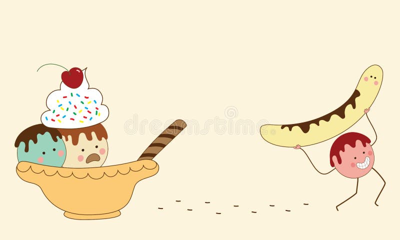 Significado Duplo de Banana Split ilustração do vetor