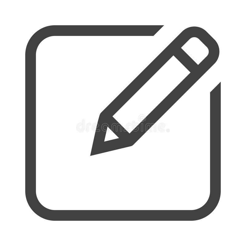 Signing document, writing blog, business agreement icon. Isolated, lined vector pictogram. Square blank file with pen. royalty free illustration