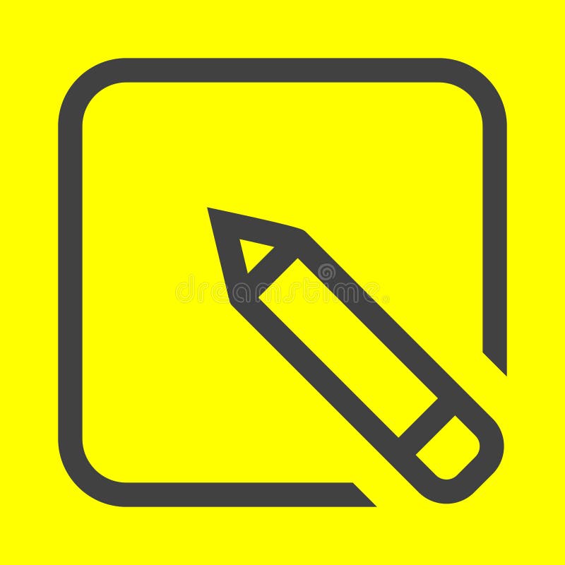 Signing document, writing blog, business agreement icon. Modern, lined vector pictogram. Square yellow blank file with pen. stock illustration