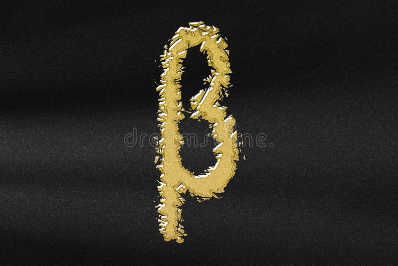 Beta sign. Beta letter, Greek alphabet Symbol, abstract gold with black background. Beta sign. Beta letter, Greek alphabet Symbol, abstract gold with black background
