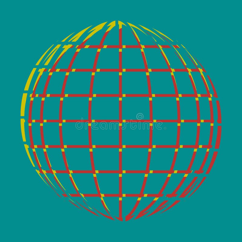 Signo de globo terrestre. ícono pseudo 3d grabado con colores rojo citrino y persa sobre fondo cian oscuro. ilustración. libre illustration