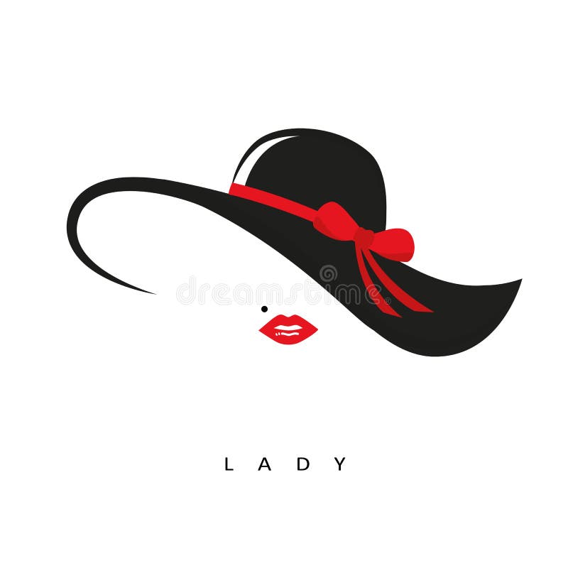 Signora Con Il Cappello Elegante Con L&#39;arco Rosso E Le Labbra Rosse  Illustrazione Vettoriale - Illustrazione di isolato, bello: 134009914