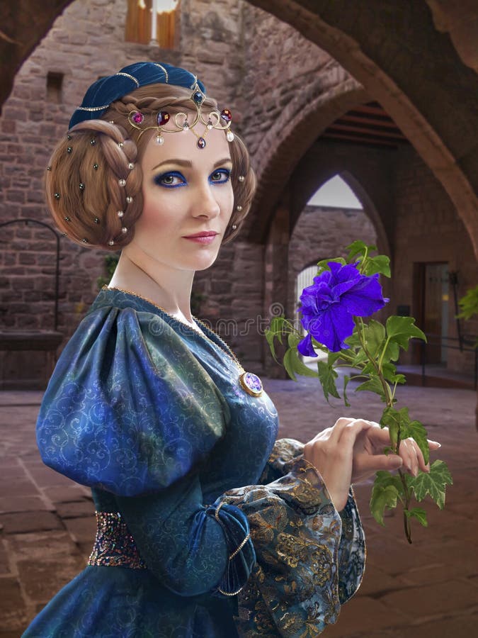 Signora medievale con il fiore