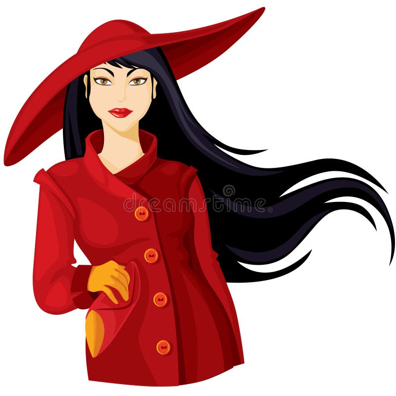 Signora in un cappello illustrazione vettoriale Signora in un cappello illustrazione vettoriale