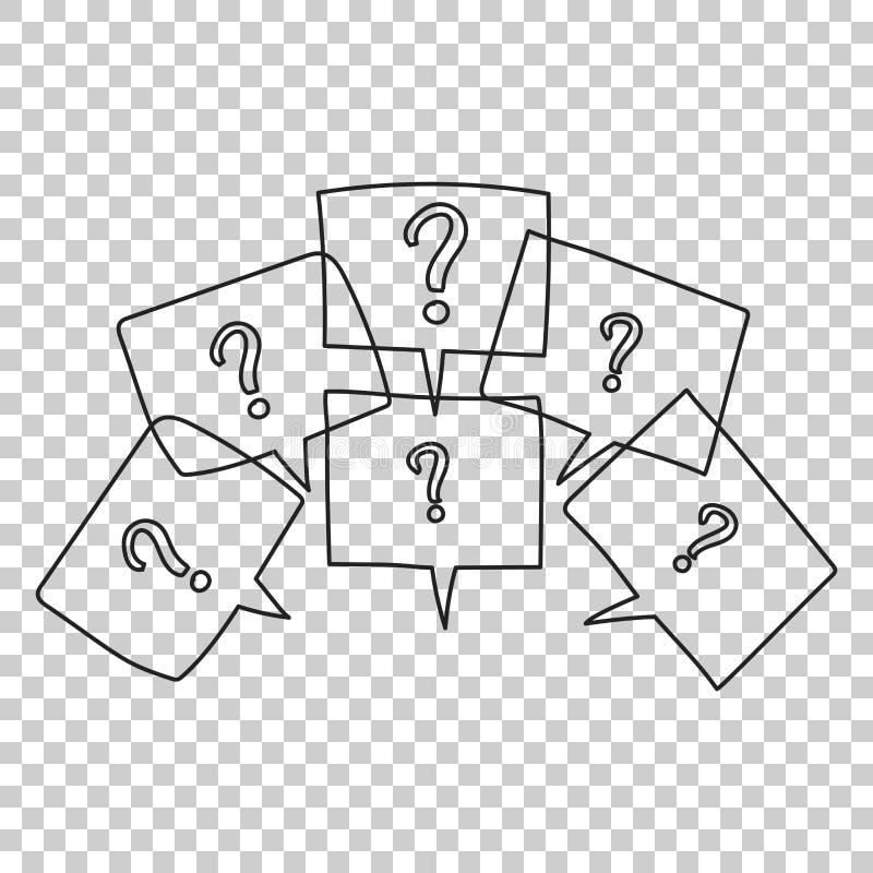 Signos de interrogación en burbujas del pensamiento Línea dibujada mano historieta v del arte ilustración del vector Signos de interrogación en burbujas del pensamiento Línea dibujada mano historieta v del arte ilustración del vector