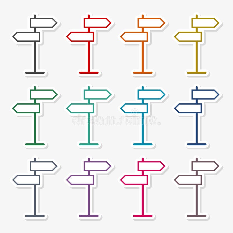 Signpost Icon or Logo Line Art Style Sticker Set Stock Vector Illustration of destination