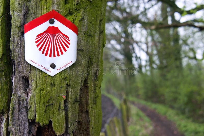 Signpost of the Saint James Way in Belgium royalty free stock image