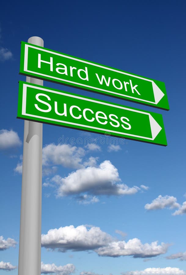 Signpost For Success And Hard Work Stock Image - Image of commerce