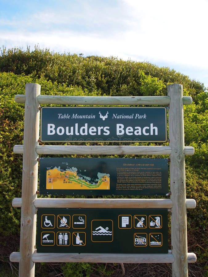 Signpost. Table mountain. National park. Boulders beach.