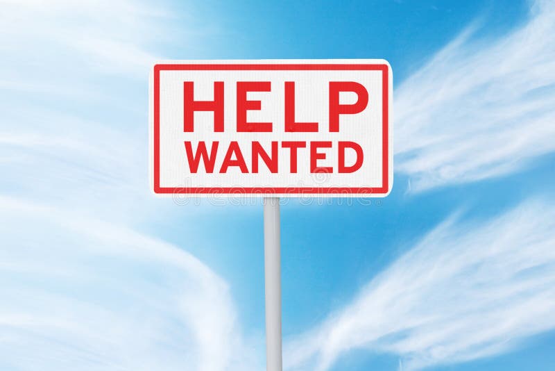 Signpost with text of Help Wanted stock illustration