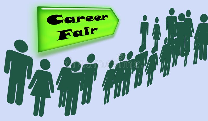 Career Fair Sign and People Waiting royalty free illustration Career Fair Sign and People Waiting royalty free illustration