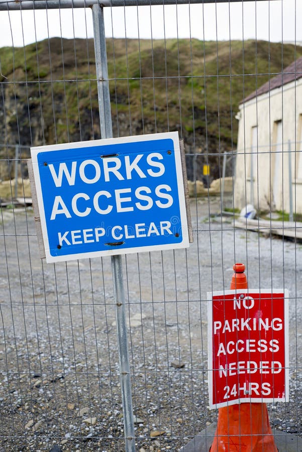 Signs on the Boundary Fence of a Building Site Stock Image Image of