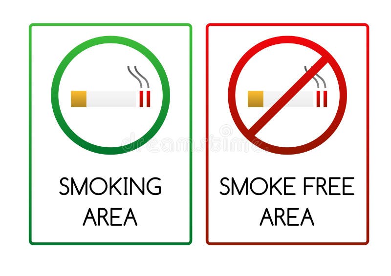 Signs for smoking and smoke free area stock illustration Signs for smoking and smoke free area stock illustration