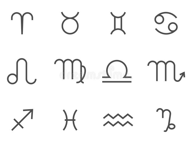 Signs of the Zodiac. Set of the Twelve Star Signs. Line Vector Icons ...