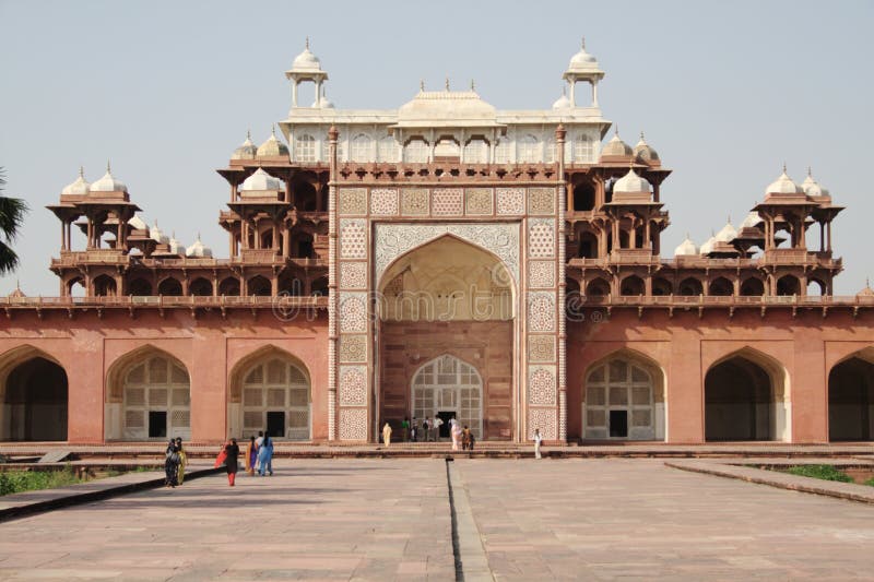 Sikandra, Agra. Sikandra is 8 km north east of Agra. The picture shows Akbar's tomb. Akbar, himself, selected the site for his tomb. It was completed by his son stock photography Sikandra, Agra. Sikandra is 8 km north east of Agra. The picture shows Akbar's tomb. Akbar, himself, selected the site for his tomb. It was completed by his son stock photography