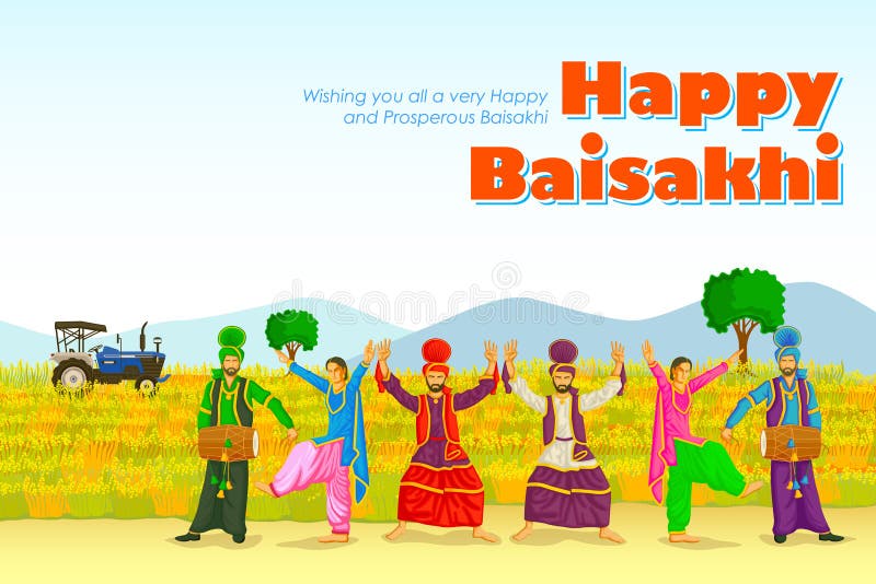 sikh doing bhangra folk dance punjab india happy baisakhi vector 58103916