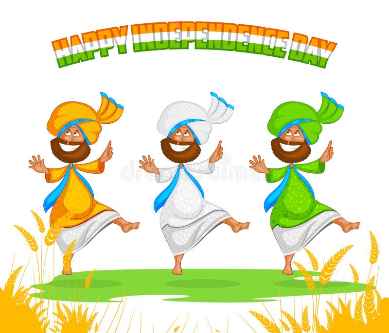 Sikh man doing Bhangra dance in vector.