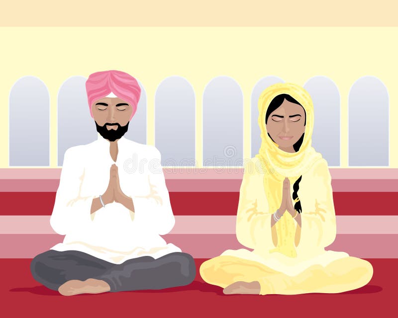 Sikh prayer  stock vector Image of couple belief temple 