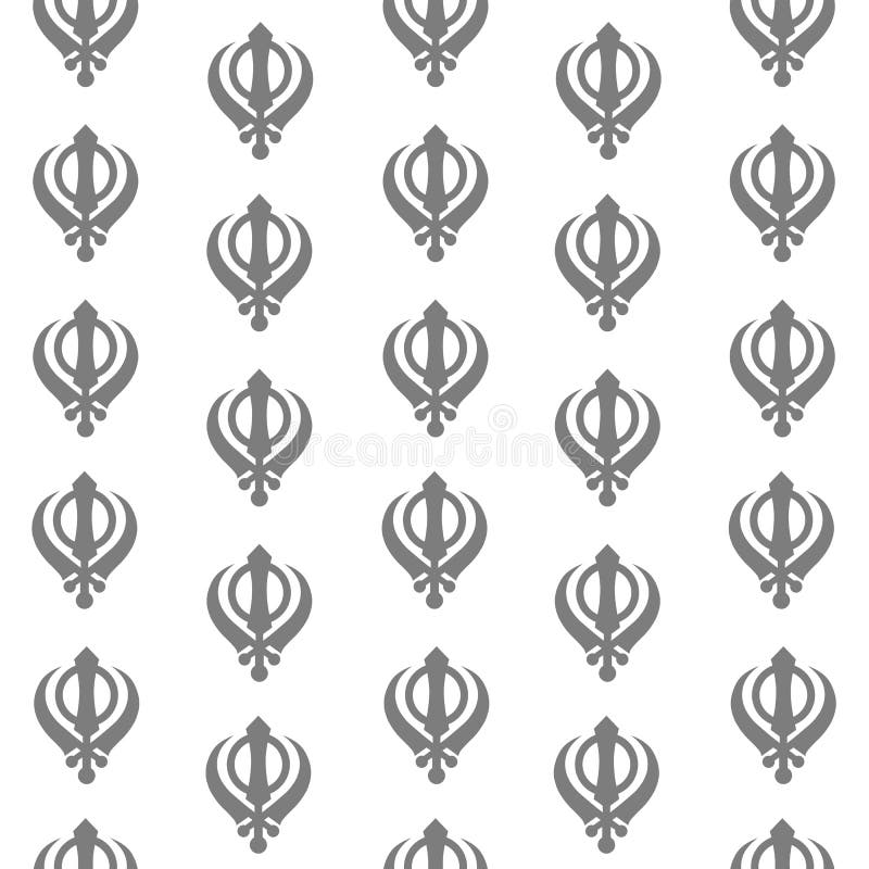 Sikh Symbol Seamless Pattern Grey