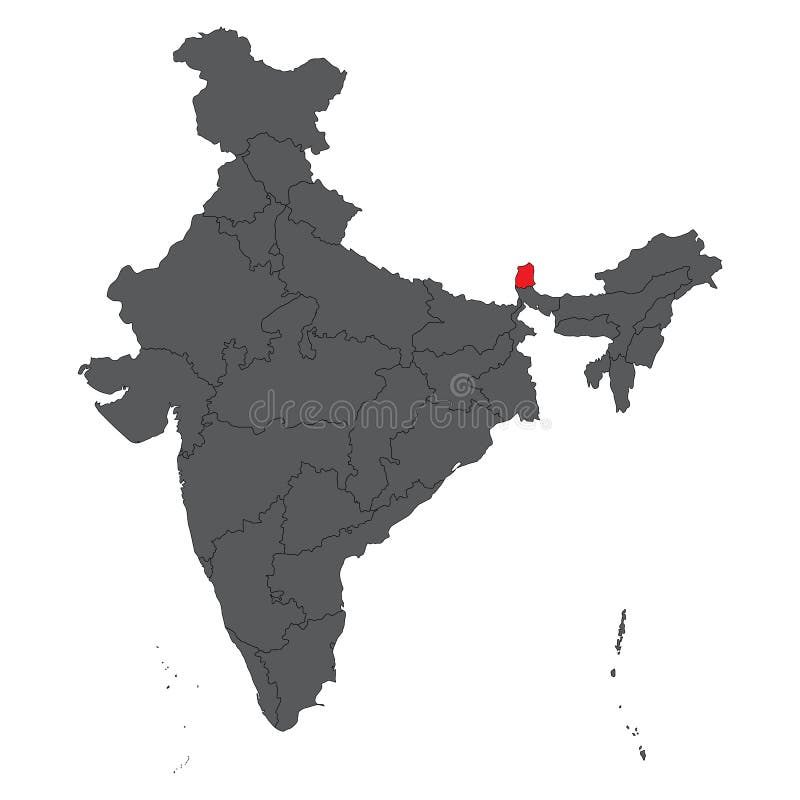 Sikkim som är röd på grå Indien översiktsvektor