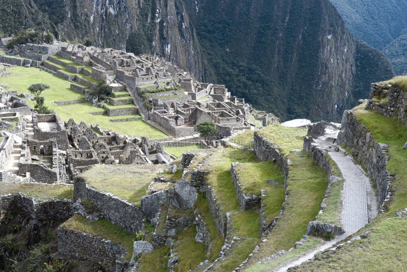 Sikt av den forntida Inca City av Machu Picchu För århundradeInca för th 15 platsen 'Borttappad stad av incasna', fotografering för bildbyråer Sikt av den forntida Inca City av Machu Picchu För århundradeInca för th 15 platsen 'Borttappad stad av incasna', fotografering för bildbyråer