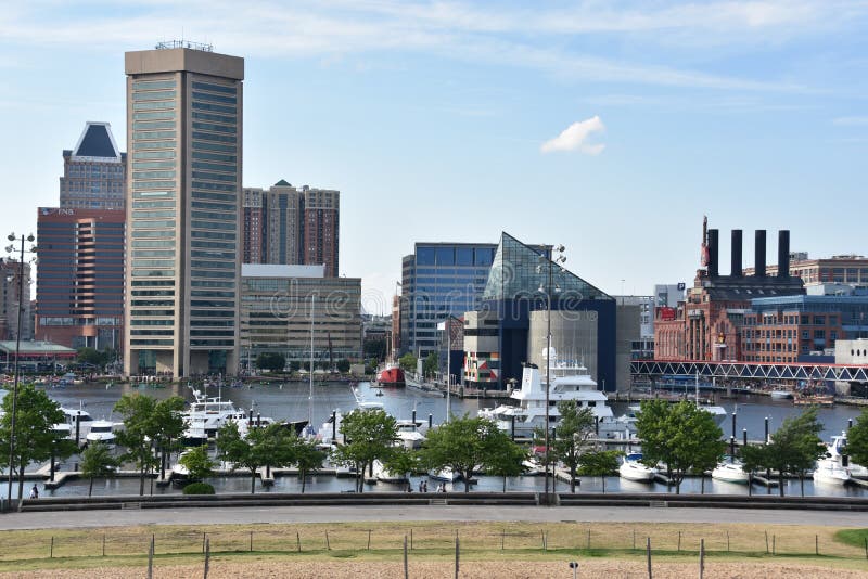 Sikt av den inre hamnen i Baltimore, Maryland arkivbild Sikt av den inre hamnen i Baltimore, Maryland arkivbild