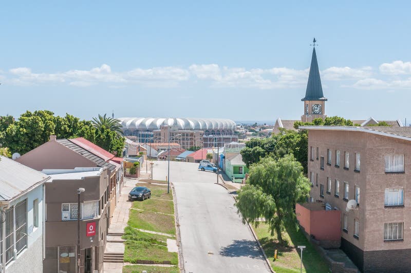 Sikt av den Kirkwood gatan i North End i Port Elizabeth arkivfoto Sikt av den Kirkwood gatan i North End i Port Elizabeth arkivfoto