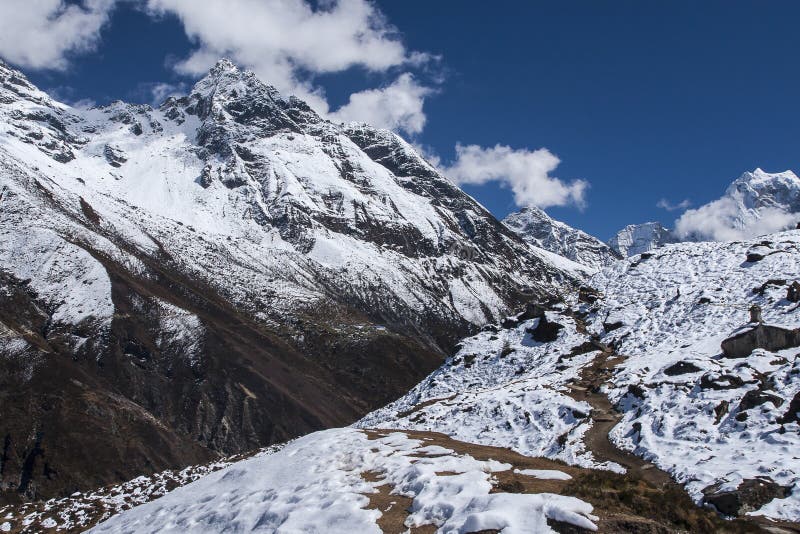 Download Sikt Av Himalayasna Från De Omgeende Byarna Machhermo Fotografering för Bildbyråer - Bild av resa, stuga: 37344835