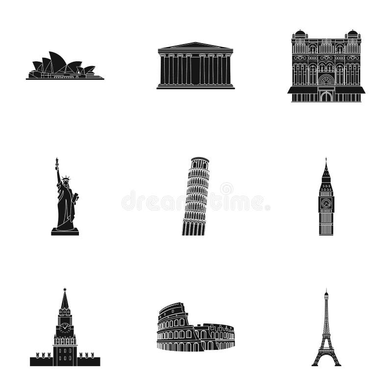 Sikt av länderna av världen Berömda byggnader och monument av olika länder och städer Landssymbol royaltyfri illustrationer Sikt av länderna av världen Berömda byggnader och monument av olika länder och städer Landssymbol royaltyfri illustrationer
