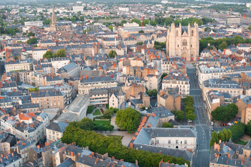 Cityscape of Nantes at a cloudy summer day. Cityscape of Nantes at a cloudy summer day