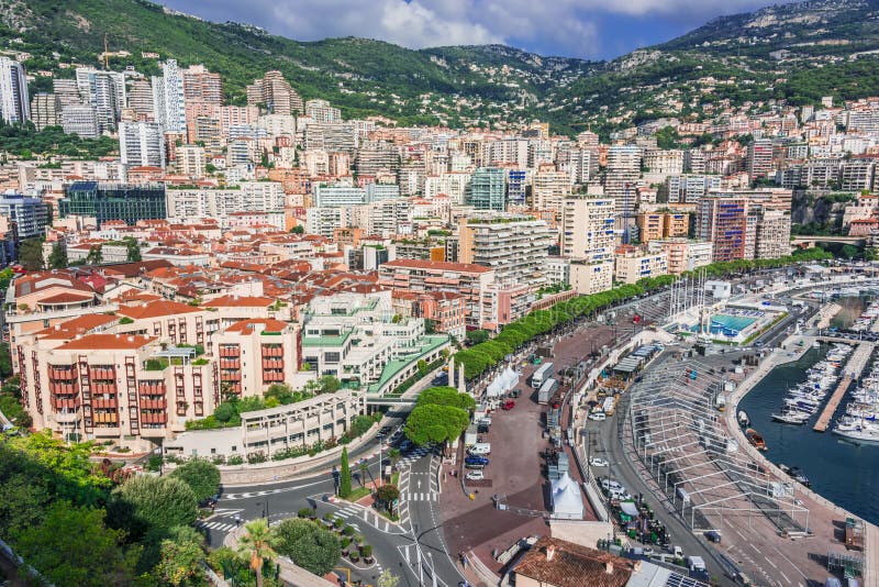 Sikt av staden av Monaco Franska riviera arkivbild Sikt av staden av Monaco Franska riviera arkivbild